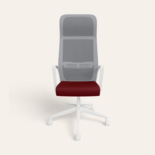 Image of Interio by Godrej Vurv Chair Mesh High Back Ergonomic Work from Home /Revolving Study Chair, 1 Year Warranty, Height Adjustable | Heavy Duty Polypropylene Base | DIY Installation (Red)