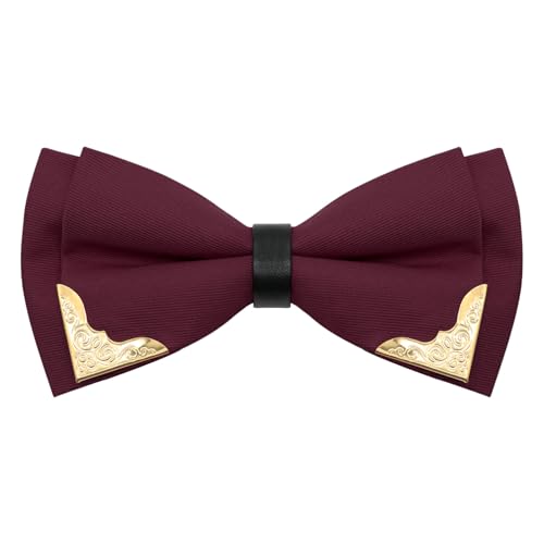 Image of Bow Ties for Men Women Metal Gold Bowtie, Pre Tied Mens Bow Tie Tuxedo Bowties Men for Prom Wedding Party