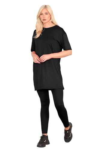 janisramone® Co-Ord Sets for Women, Oversized Baggy Longline T Shirt Top with Leggings, Ideal Summer Tracksuit, Two Piece Gym & Lounge Wear Sets for Women UK - Image 2