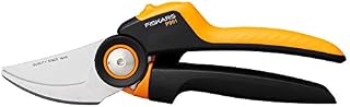 Fiskars Bypass Gardening Shears L, X-Series PowerGear, P961, with Rolling Handle, For Fresh Branches and Twigs, Non-Stick Coated, Stainless Steel Blades, Length: 22.2 cm, Black/Orange, 1057175