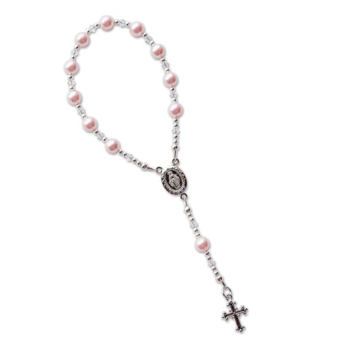 Precious Pieces Sterling Silver Pink Baby Rosary Baptism Gift for Baby Girls