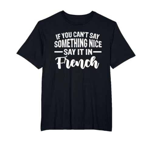 Funny If You Can't Say Something Nice Say It in French Humor T-Shirt, Men's Big and Tall, Black, 2X Tall
