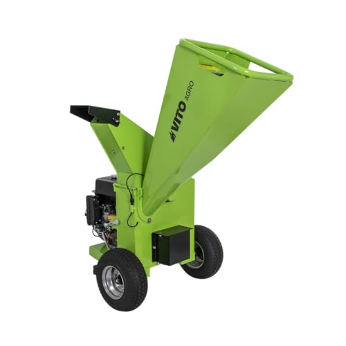 Vito – Trituradora de plantas térmica 7 CV corte ramas Ø 70 mm 2 cuchillas motor 4T 208 Cm3 ruedas infladas desplazamiento con asas de desplazamiento