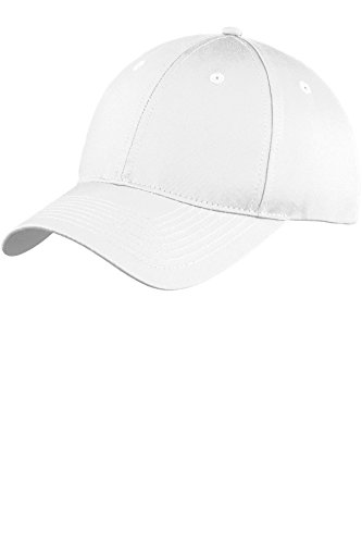 Port & Company Youth Six-Panel Unstructured Twill Cap, White, One Size