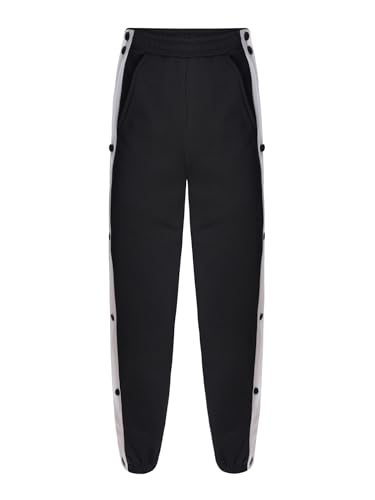 Kids Fleece-Lined Basketball Sweatpants Boys Side Split Press Button Pants Post Surgery Trousers