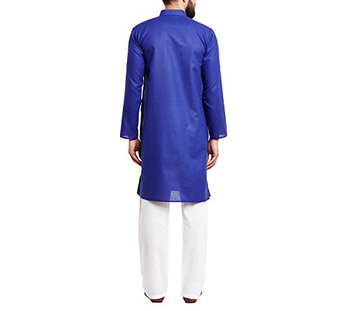 Image of SOJANYA (Since 1958 Men's Royal Blue Cotton Linen Kurta Pyjama