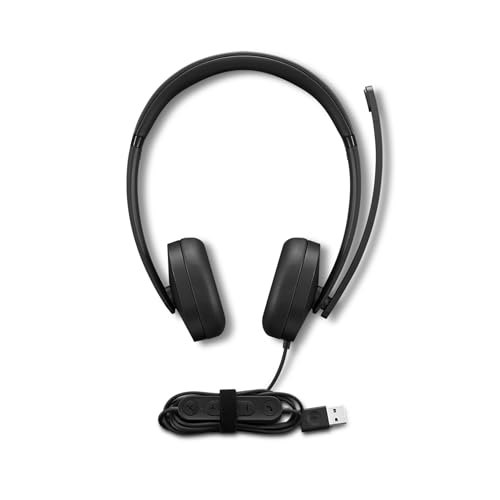 Lenovo USB-A Wired Stereo Headset Gen 2 - Cuffie con Microfono, plug and play cavo USB-A con controlli mute/volume, leggere, ottimali per Lavoro e Studio, Compatibili con PC, Laptop, Windows, macOS