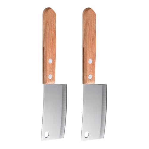 FONDOTIN 2 pièces Couteaux à Fromage et Acier Résistant Couteau Chef Chinois Mini pour Trancher Beurre et Pâtisseries avec Manche Sûr et Polyvalent