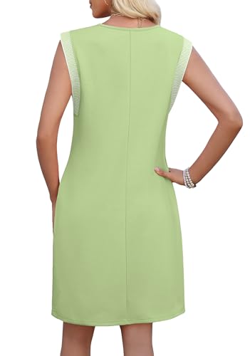 Image of WEACZZY Summer Dresses for Women 2026 Casual Crewneck Fit Beach Vacation Dress Sleeveless Loose Sundress with Pockets