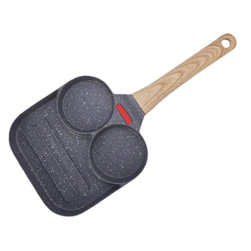 Artibetter 多機能三孔フライパン ノンスティック加工 卵焼きパンケーキパン 目玉焼き調理用 ハンドル付き 向け卵ハンバーガー作り簡単