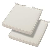 Magpie Fabrics Indoor Outdoor Waterproof Square Chair Cushion, 18 x 18 x 2.5 Inch, 2 Pack, Water Resistant Seat Cushions, for Patio Garden Office, Cream