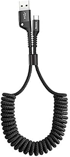 USB Type C Cable for Car, Baseus Retractable USB C Cable(3FT) Curly USB