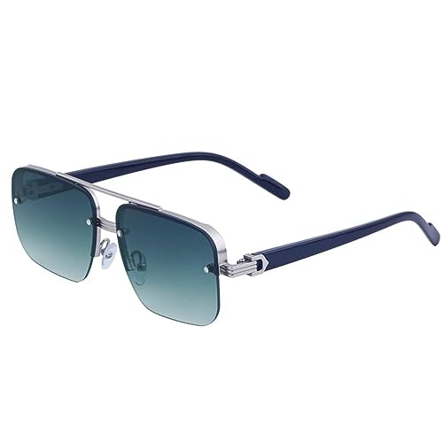 Gafas de sol sin montura cuadradas de gran tamaño con lentes vintage UV400