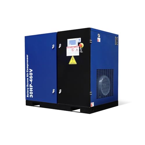 RENDGO 30HP Rotary Screw Air Compressor,123CFM, 125PSI,460V 3PHASE 60HZ,Fixed Speed
