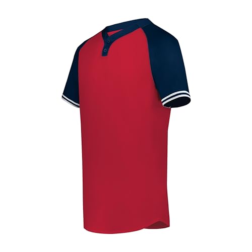 Augusta Sportswear Cutter+ Henley Jersey Scarlet/Navy M