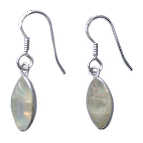 Pierre de lune arc-en-ciel boucles d'oreilles anti-allergie - 5