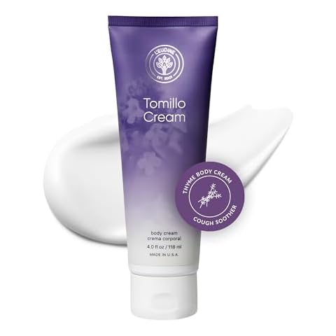 L’EUDINE Thyme Body Cream – 4fl oz Tomillo Massage Cream – Soothing Respiratory Tract and Airways – Decongestant Emollient Cream for Kids and Adults – Great for Cold Season Cover