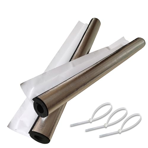 屋外 パイプ断熱材 保温チューブ る自己接着性アルミホイルデザインフォームパイプ断熱材、水道管 保護、防水 耐熱 絶縁 凍結防止、家庭用 パイプ断熱 フォームパイプ絶縁 長さ 0.95m 厚さ 10/15/20/30mm 内径16?110mm(22mm x