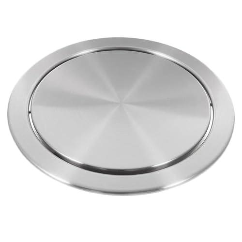 HPTHLY Built-In Countertop Garbage Can, Built-In Dustbin Lid Round Stainless Steel Trash Flap Flush Recessed Built-In Balance Swing Flap Lid Cover Trash Bin Garbage Can Kit