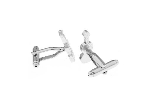 Gemelos de violín de plata con caja joyería temática musical para trajes de caballero 3