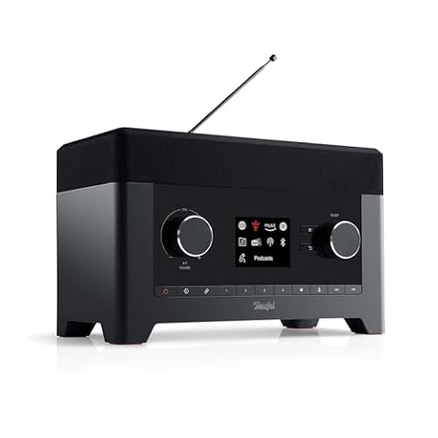 Teufel Radio 3SIXTY - Głośnik Bluetooth z radiem cyfrowym klasy premium, dźwięk 360 stopni, DAB+, radio internetowe, funkcja powerbanku, subwoofer, funkcja budzika, Musik Streaming - czarny