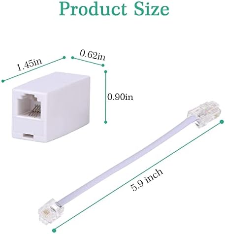 RJ11 to RJ45 Adapter,SHONCO RJ11 to RJ45 Cable,Phone Line to Ethernet Adapter RJ11 Female to RJ45 Male 2Pack,White