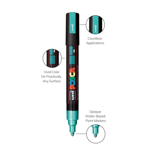 Image of Posca PC-5M Marker | 1.8-2.5 mm Bullet Shaped Tip (Metallic Tone, Pack of 8)