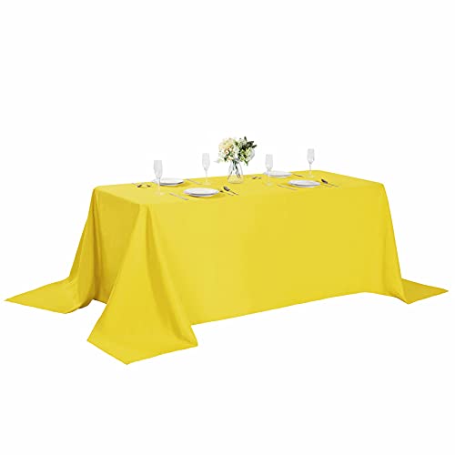 Rectangle Tablecloth 90X132 Inch Washable Polyester Fabric Table Cloth For Wedding Party Dining Banquet Decoration（90X132, Yellow） #TOP10