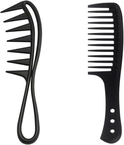 2Pcs Wide-Tooth Comb, Curl-Comb for Long Curly Wet Wavy Hair, Anti-Static, Smooth-Grip, Shark-Tooth Combs & Coarse-Combs, Perfect for Detangling Curls ﻿