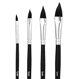 4Pcs Cat Tongue Watercolor Brush Set, Oval Water Color Paint Brushes, Water Color Paint Brushes for Acrylic Painting Floral Petal, Professional Cat Tongue Paintng Brush for Artists & Beginners
