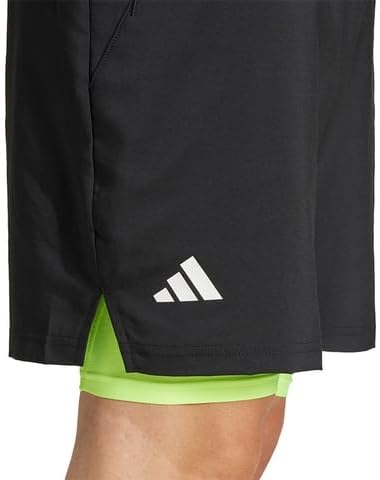 adidas Club 2-in-1 Men's Tennis Shorts – Black/Lucid Lemon, Size Small – Lightweight Performance with Built-in Tights
