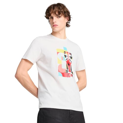 PUMA Men's Standard Scuderia Ferrari Formula 1 Graphic T-Shirt, White SS25, Small