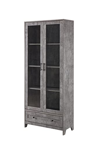 Home Source Display Storage Cabinet In Cement With Glass Doors #TOP4