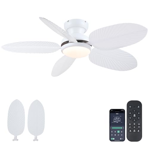 Tropical Palm Leaf Ceiling Fan with Lights & Remote