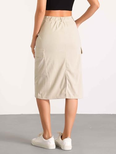 Image of Allegra K Corduroy Cargo Skirts for Women's High Waisted Elastic Back H Line 2025 Fall Midi Skirt