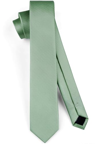 HISDERN Cravate Homme Vert foncé 6CM Slim Cravate Fine Soie Couleur Unie Mariage Plusieurs Couleurs Disponibles avec Boîte