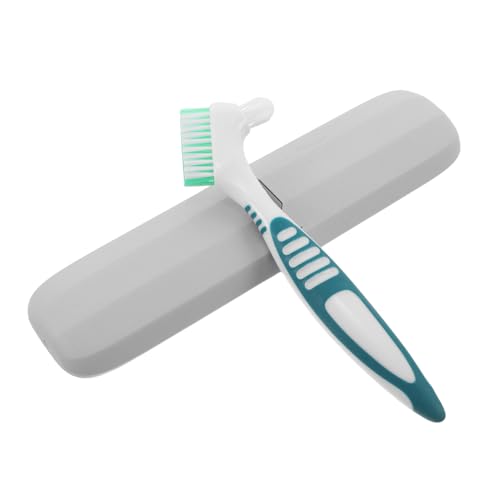 LOLIPPYY Spazzola Pulisci Protesi Dentarie Ergonomica con Custodia Portatile Verde Kit per Apparecchi e Allineatori per Uso Casa e Viaggio