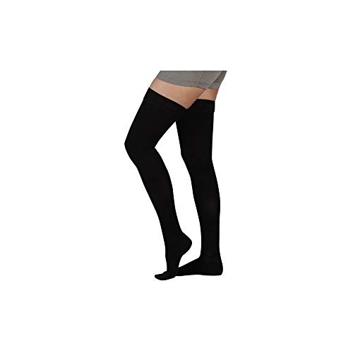 Image of Juzo Soft 2000 Thigh High Compression Stocking 15-20 mmHg Closed Toe, Short | Silicone border, ultra-soft, breathable, medical compression stockings for men and women, opaque knit, high wearing comfort