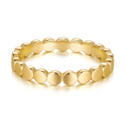 misszhi 14K Gold Stackable Rings for Women Non-Tarnish Circular Linked Chunky Gold Rings Available in Sizes 5-9