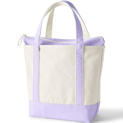 Image of Lands' End Zip Top Long Handle Canvas Tote Bag