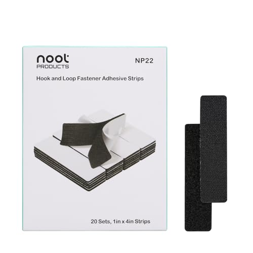 noot products 20 Sets 1x4 Inch Hook and Loop Fastener Strips with Adhesive Heavy Duty Double Sided Sticky Picture Hanging Wall Mounting Tape for Home and Office Use, Black