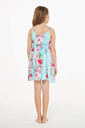 Image of Hawaii Hangover Family Matching Clothes, Pink Hibiscus Vine Turquoise | Family matching Hawaiian outfits, Pink Hibiscus Vine Turquoise, lightweight rayon, machine washable, tropical floral print