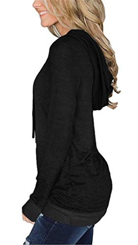 Onlypuff Hooded Sweatshirt Women Black Pullover Sweaters Pocket Solid Shirt Xxl #TOP1