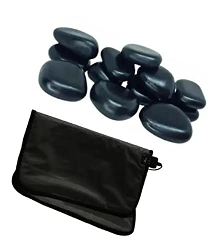 Kit Massagem 12 Pedras Quentes Vulcânicas + Bolsa Aquecedora - Conjunto Completo para Terapia Relaxante, Alívio de Tensões Musculares e Bem-Estar, Ideal para Uso Profissional e Pessoal - 217V