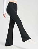 baleaf Women's Cotton Bootcut Yoga Pants High Waisted Flared Leggings Comfy Soft Bootleg Workout with Pockets Black-32 inch M - Image 5