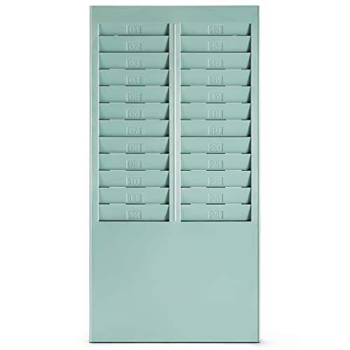 image for OFFNOVA Time Cards Rack with 24-Pocket, Wall Mounted Time Card Holder 