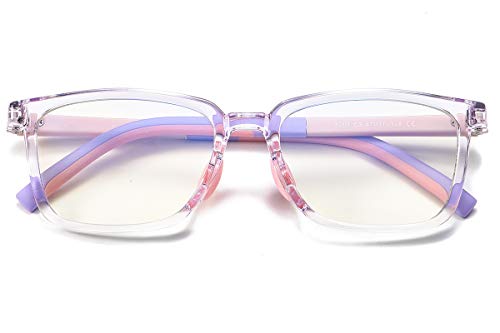 MORESHINE Blue Light Blocking Glasses for Kids Boys Girls Lightweight Compuer Gaming Teen Eyeglasses Anti Glare UV400 Non Prescription Clear Lens Age 4-12 ?Purple?