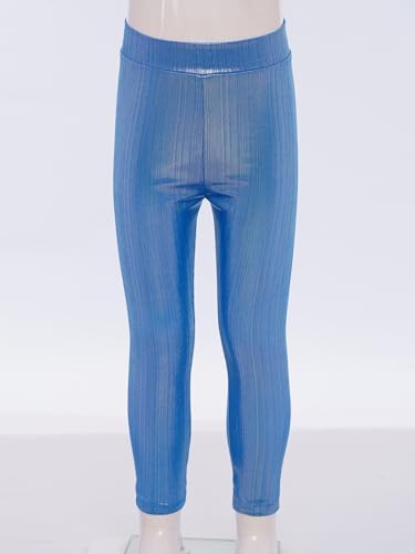 Little Girls Metallic Leggings Sparkly Solid Color Stretchy Tights Shiny Dance Active Yoga Workout Pants3