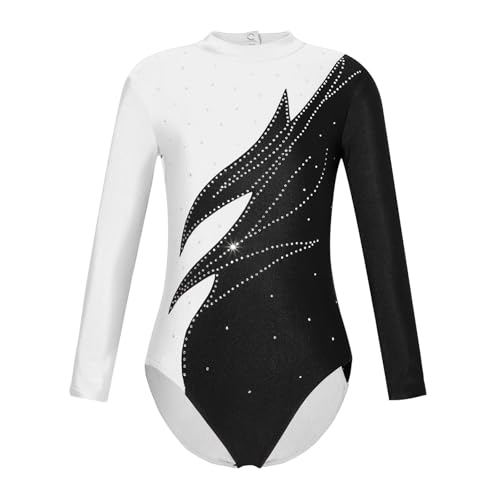 LUYSGBXR Maillot NiñA Mallas de ballet y gimnasia de manga larga for niñas y adolescentes, ropa de baile, yoga, patinaje artístico, mono for competición de baile(White,16)