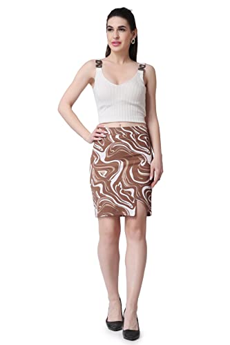 Image of POPWINGS Casual Printed Pencil Slit Skirt for Women || Summer Skirt for Women || Concert Slit Short Skit for Women